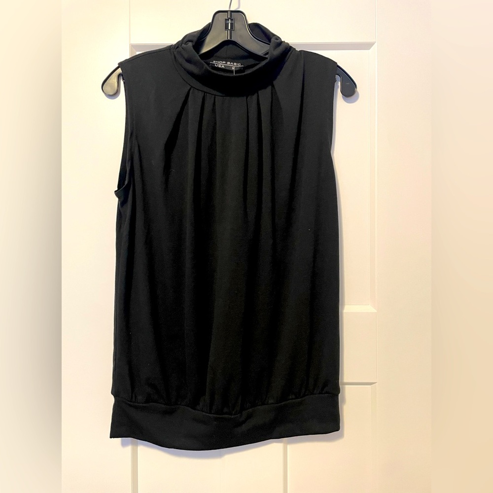 Black mock neck blouse